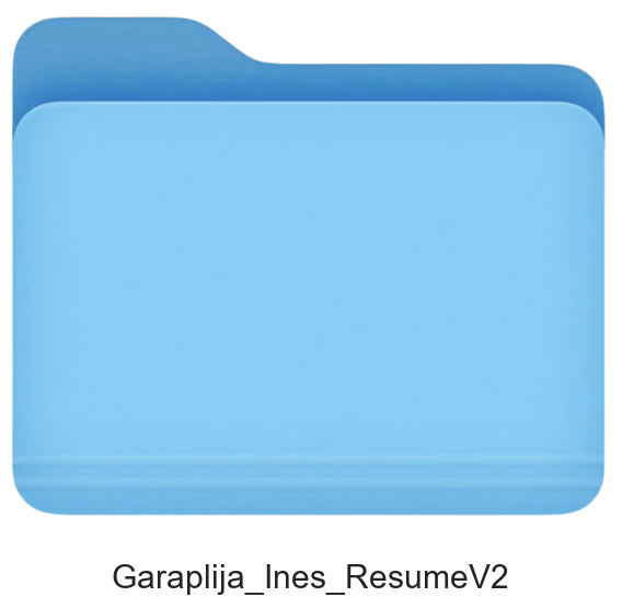 Blauer Ordner, darunter Garaplija_Ines_ResumeV2